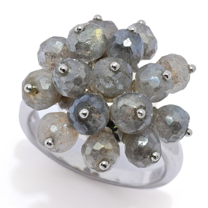 Far East Jewelry Sterling Silver 5mm Round Labradorite Bead Ring