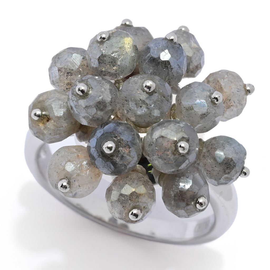 Far East Jewelry Sterling Silver 5mm Round Labradorite Bead Ring
