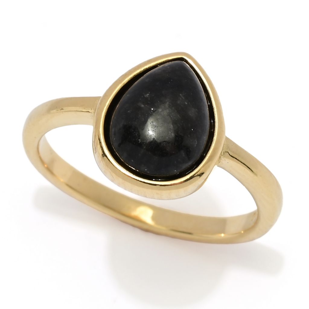 Far East Jewelry 14K Gold Plated Choice of Shape & Color Jade Stack Ring