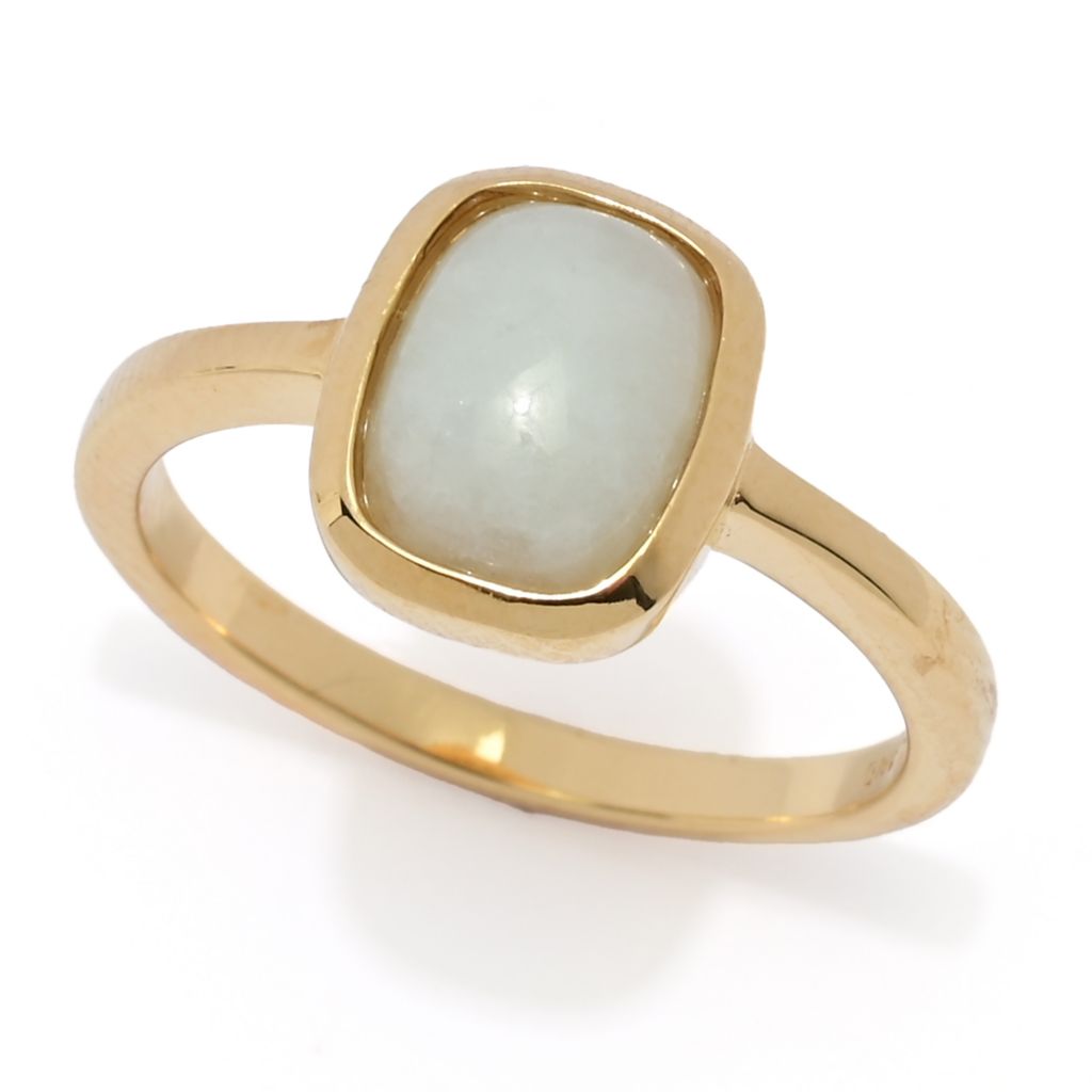 Far East Jewelry 14K Gold Plated Choice of Shape & Color Jade Stack Ring