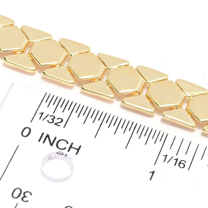 Toscana Italiana 18K Gold Plated Polished Geometric Link 7.5"+1" Bracelet