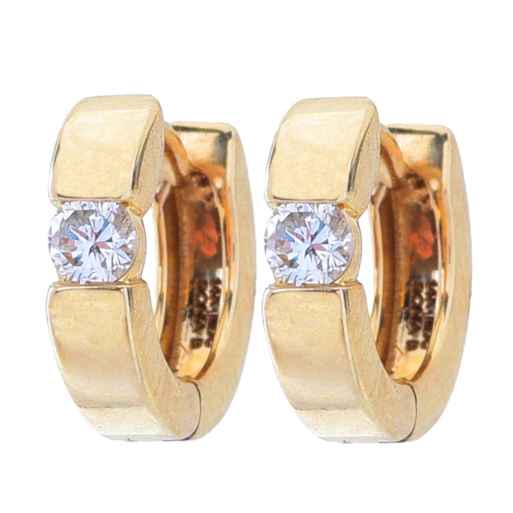 Sonia Bitton Galerie de Bijoux 0.20ctw Diamond Solitaire Huggie Hoop Earrings