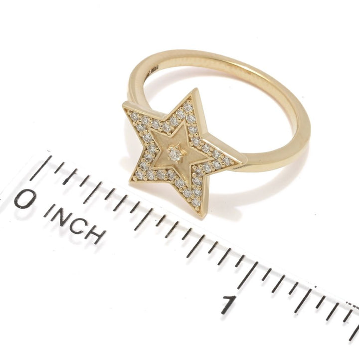 Beverly Hills Elegance 14K Gold 0.22ctw Diamond Star Ring, 3.1 grams