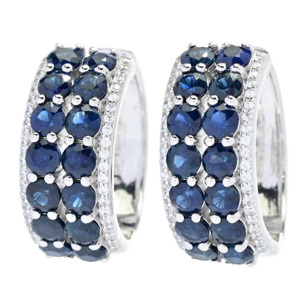 Gem Treasures 6.73ctw Australian Blue Sapphire & Zircon Hoop Earrings