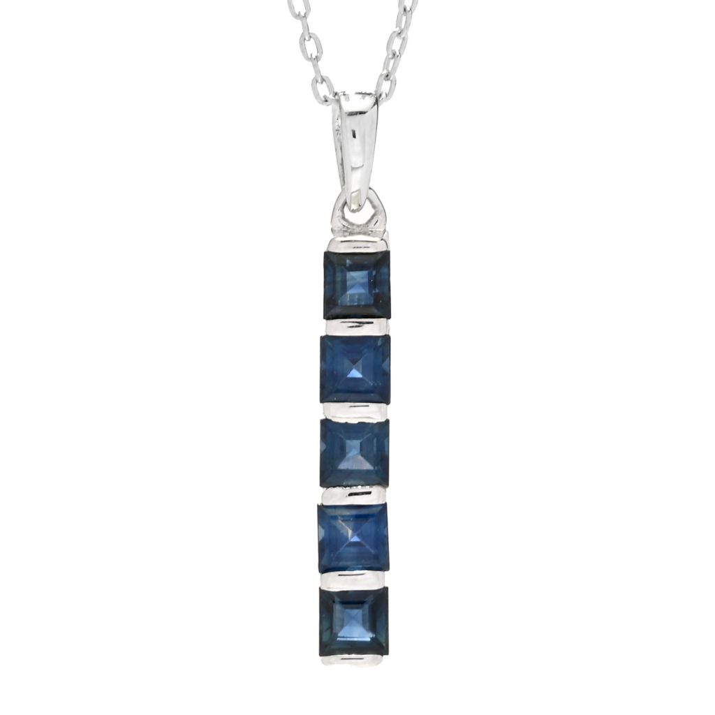 Gem Treasures 1.65ctw Australian Blue Sapphire Linear Drop Pendant w/ Chain