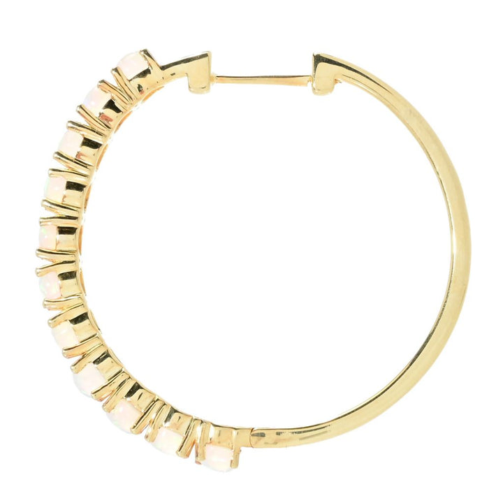 Gem Treasures 18K Vermeil or Sterling Silver Ethiopian Opal Hoop Earrings