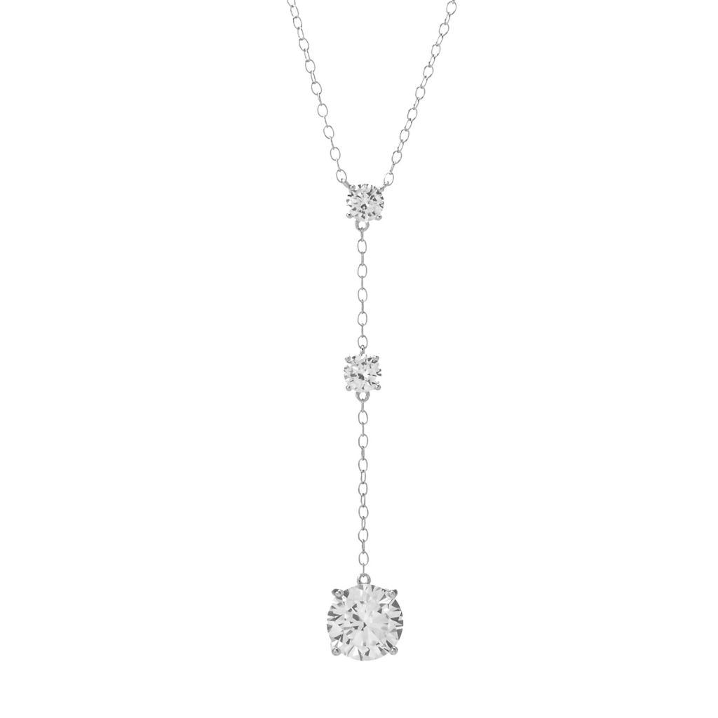 Brilliante Platinum Plated 2.54 DEW Simulated Diamond Pendant w/ Chain