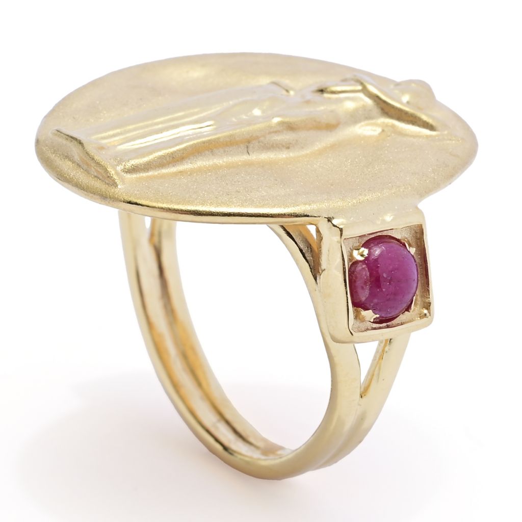 Tagliamonte 14K Gold Polished & Satin Ruby Accented Euterpe Cameo Ring