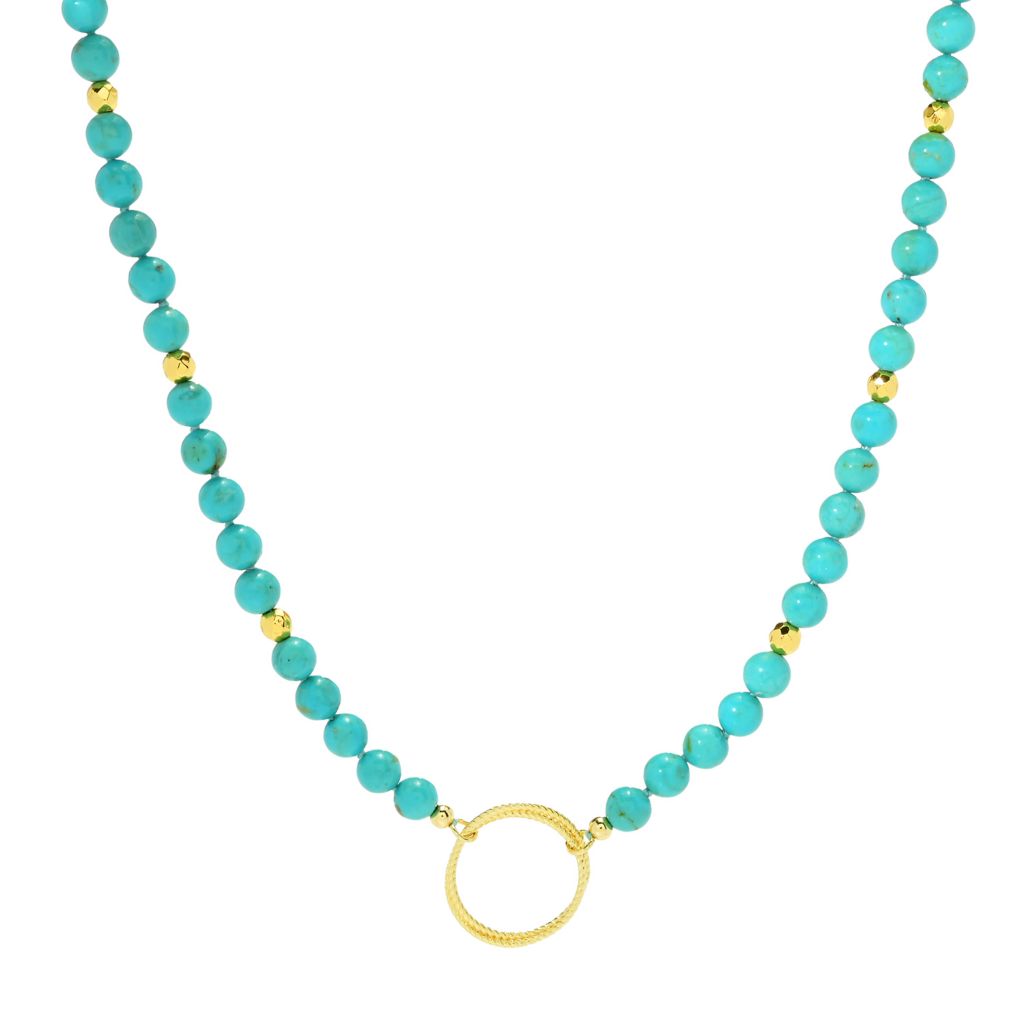Elemental Gems 6mm Turquoise Bead & Hammered Rondelle 18"+3" Necklace