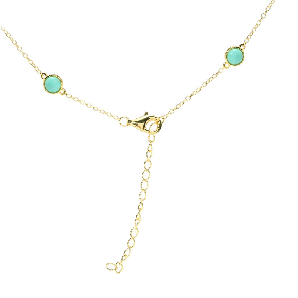 Elemental Gems Salmon Coral & Campitos Turquoise 20"+2" Station Necklace