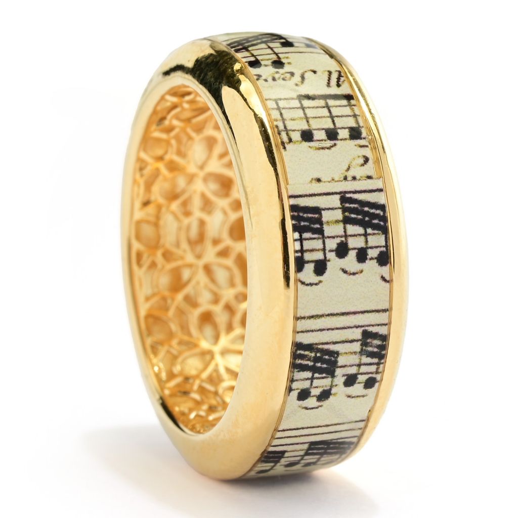 Toscana Italiana "Flora Carta" Printed Paper & Enamel Cigar Band Ring