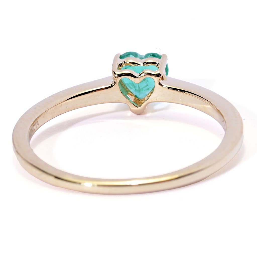 Gem Treasures 14K Gold 5mm Heart Shape Zambian Emerald Solitaire Ring