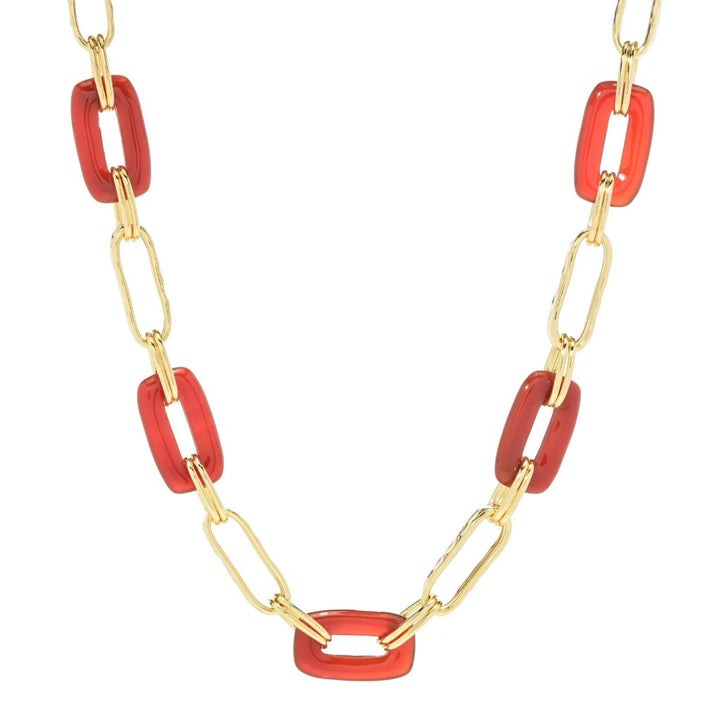 Toscana Italiana 18K Gold Plated Acqua Bagnata Choice of Gem Paperclip Necklace