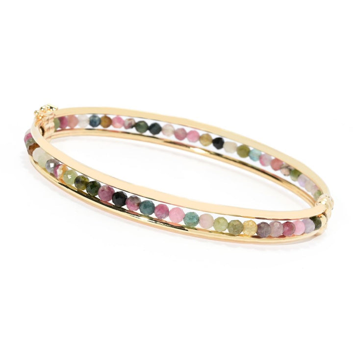 Toscana Italiana 18K Gold Plated Choice of Gem Bead Bangle Bracelet