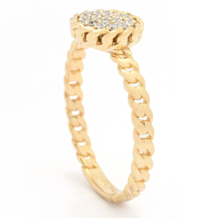 DIAMORE 14K Gold 0.16ctw Pave Diamond Rope Twist Halo Ring, 2.1 grams