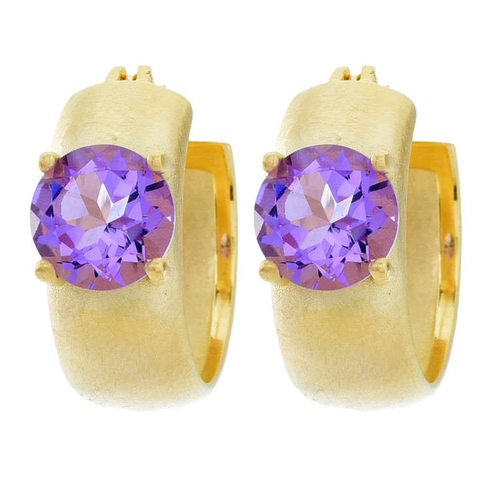 Toscana Italiana 18K Gold Plated Choice of Gem Setosa Huggie Hoop Earrings