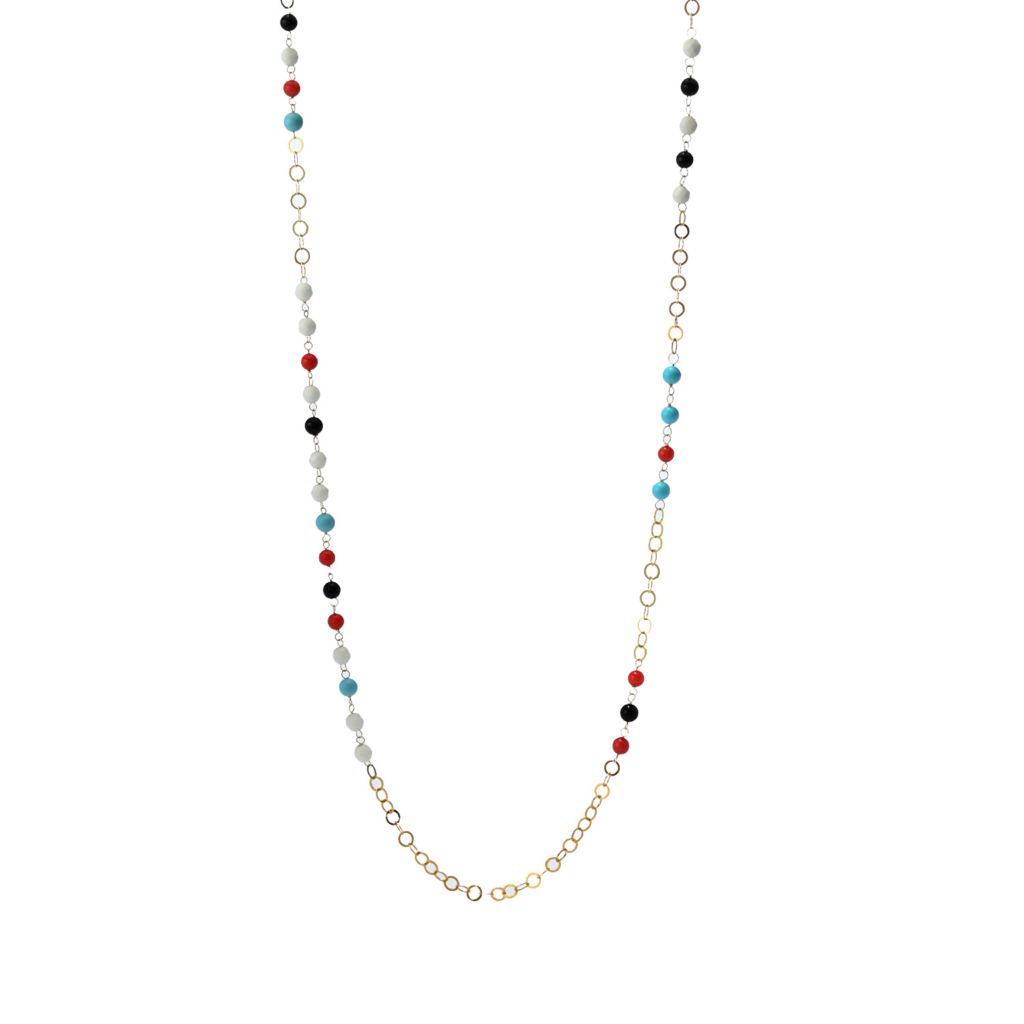 Bello Italiano 18K Gold Plated Multi Gemstone Station Necklace