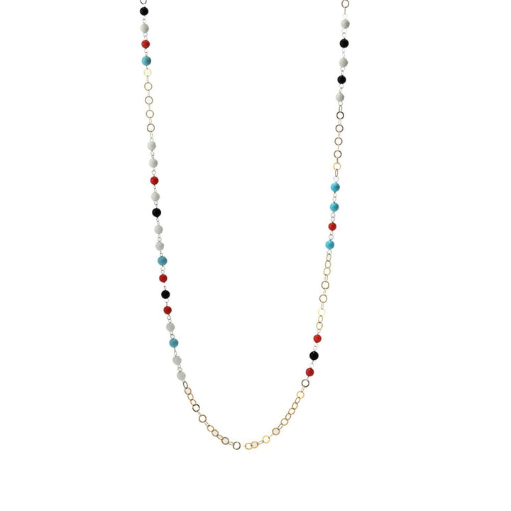 Bello Italiano 18K Gold Plated Multi Gemstone Station Necklace