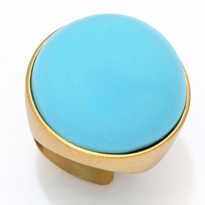 Bello Italiano 18K Gold Plated Turquoise or Orange Agate Statement Ring