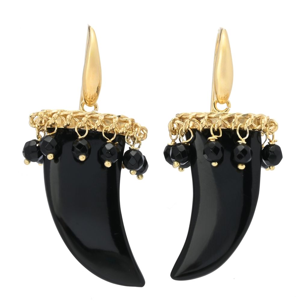 Bello Italiano 18K Gold Plated Choice of Gem Italian Horn Drop Earrings