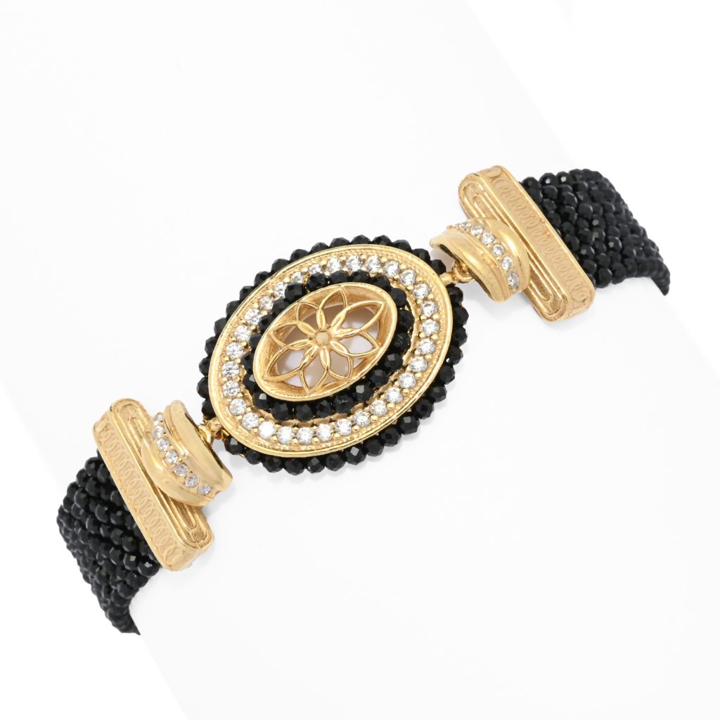 Gaetano Vitiello "Persia" Black Onyx & Simulated Diamond Multi Row Bracelet