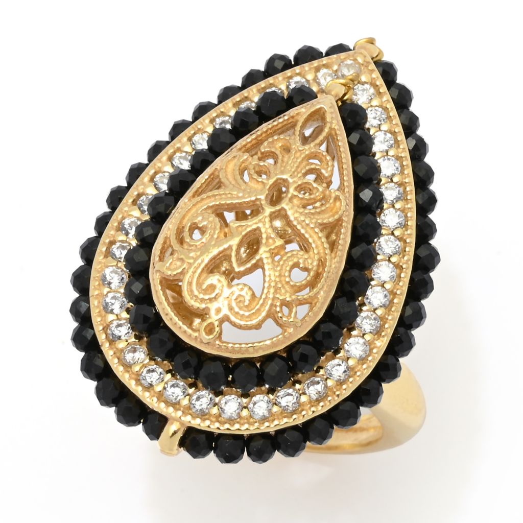 Gaetano Vitiello "Persia" Black Onyx & Simulated Diamond Filigree Ring