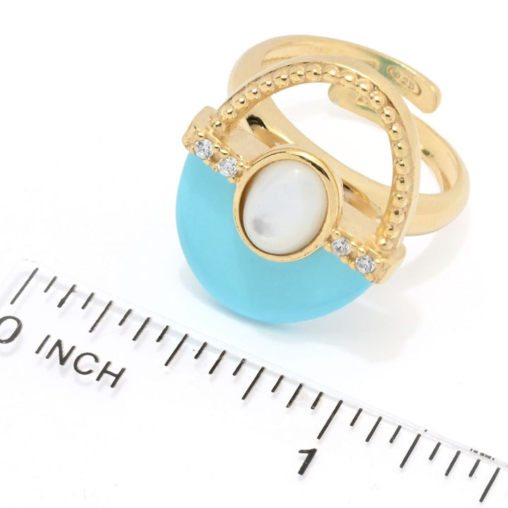 Gaetano Vitiello "Hollywood" Turquoise & Mother-of-Pearl Openwork Ring