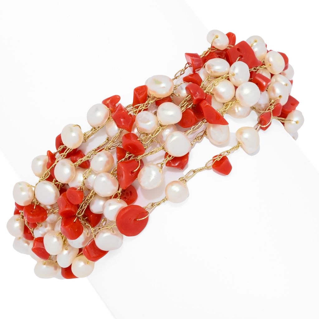 Gaetano Vitiello "Uncinetto" Gemstone Chip & Cultured Pearl Bracelet