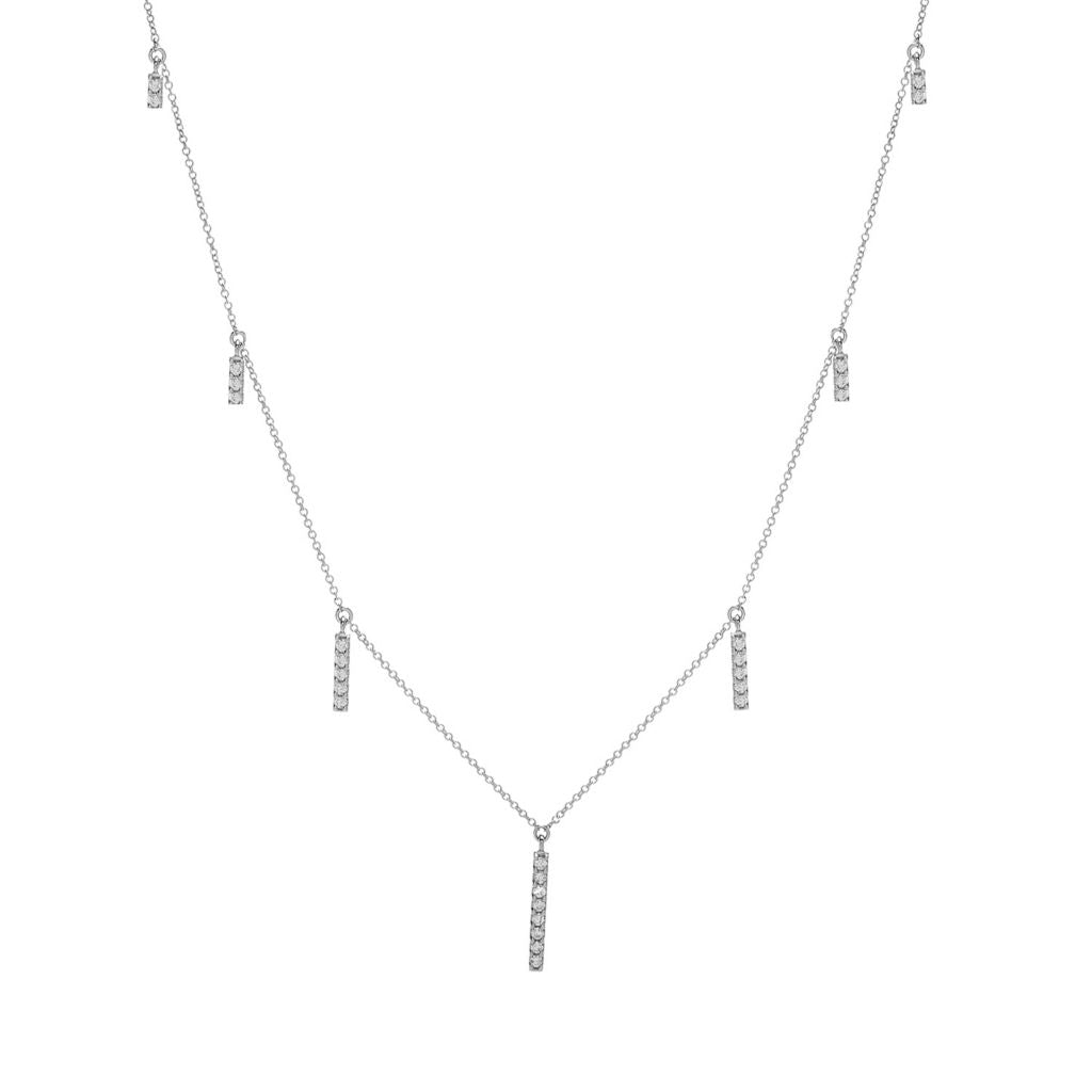 Gems of Distinction 14K Gold 0.40ctw Diamond Graduated Bar Charm Necklace