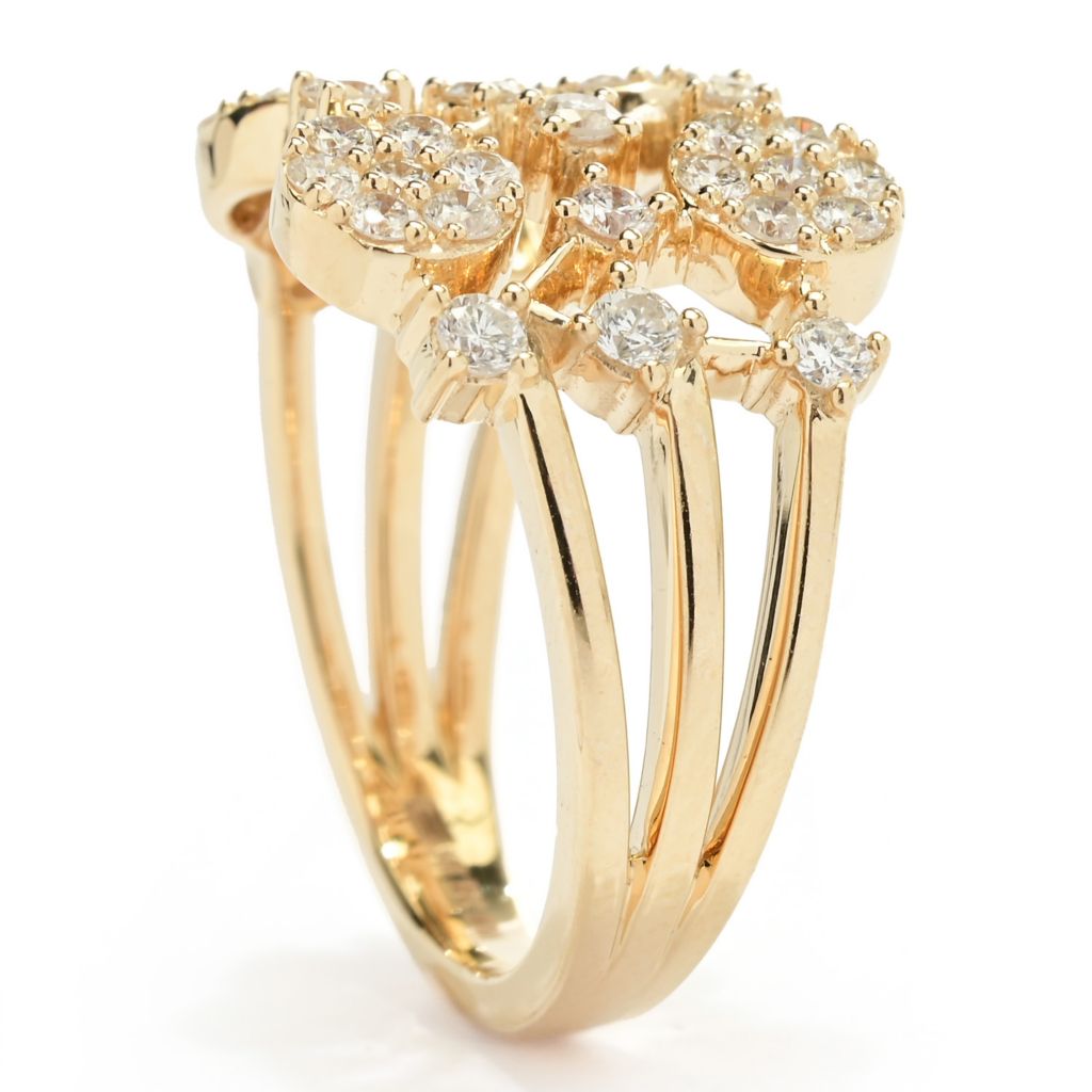 Gems of Distinction 14K Gold 0.82ctw Pave Diamond Multi Row Station Ring