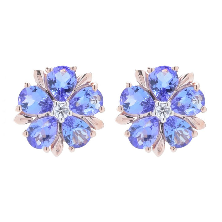 Gem Treasures 3.18ctw Tanzanite & Zircon Floral Stud Earrings
