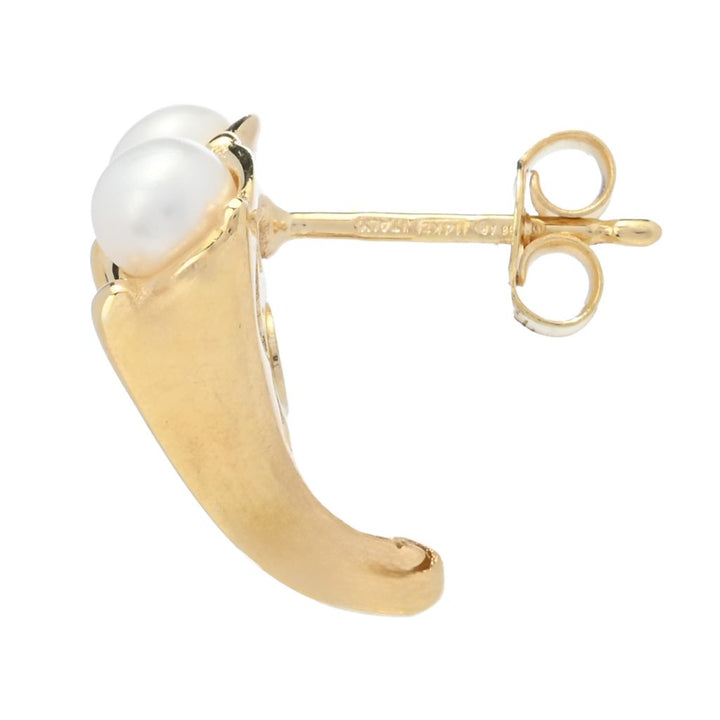 Stefano Oro 14K Gold "Morning Dew" Cultured Pearl J-Hoop Earrings