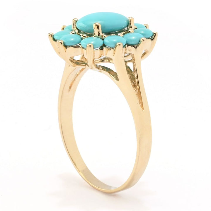 LALI Jewels 14K Gold Polished 8x6mm Turquoise w/ Turquoise Halo Ring