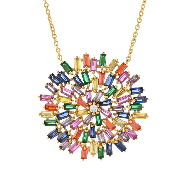 "Color Crush" Gold or Platinum Plated Simulated Gemstone Pendant w/ Chain