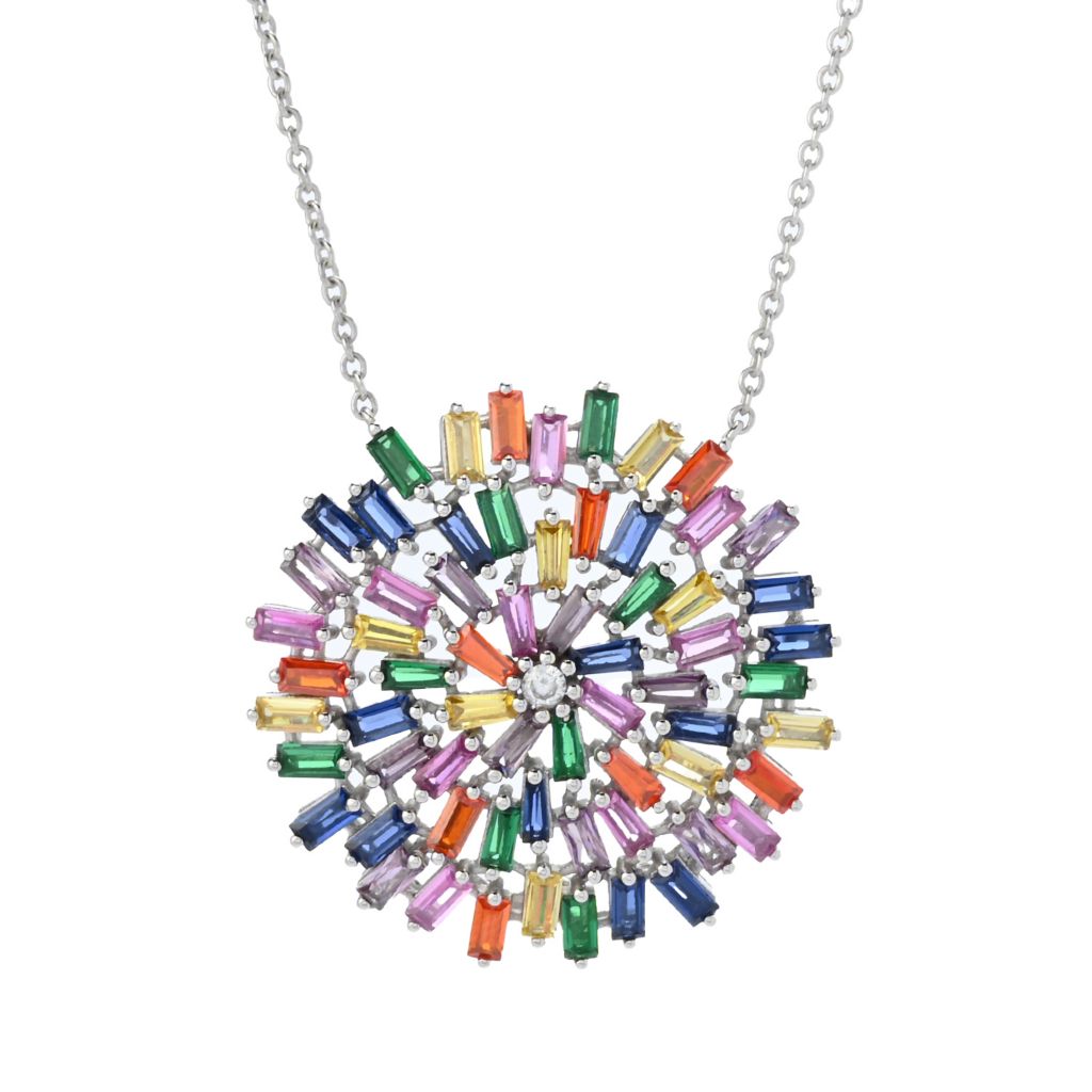 "Color Crush" Gold or Platinum Plated Simulated Gemstone Pendant w/ Chain