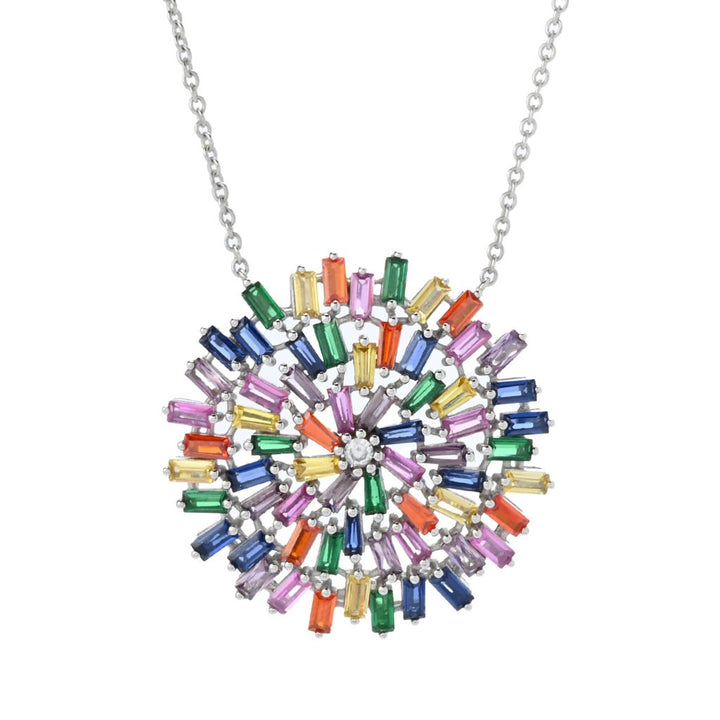 "Color Crush" Gold or Platinum Plated Simulated Gemstone Pendant w/ Chain