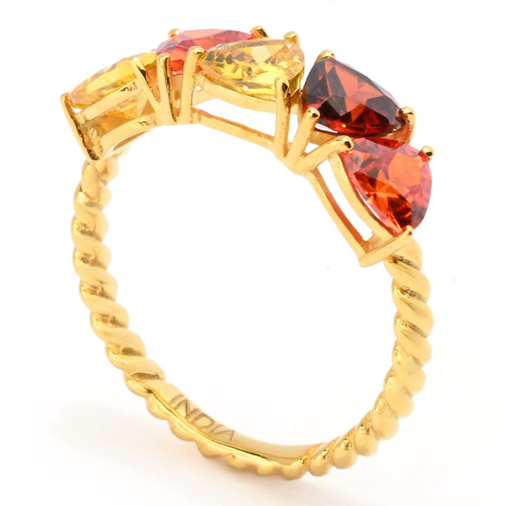 "Color Crush" Simulated Gemstone 5-Stone Twisted Stack Ring