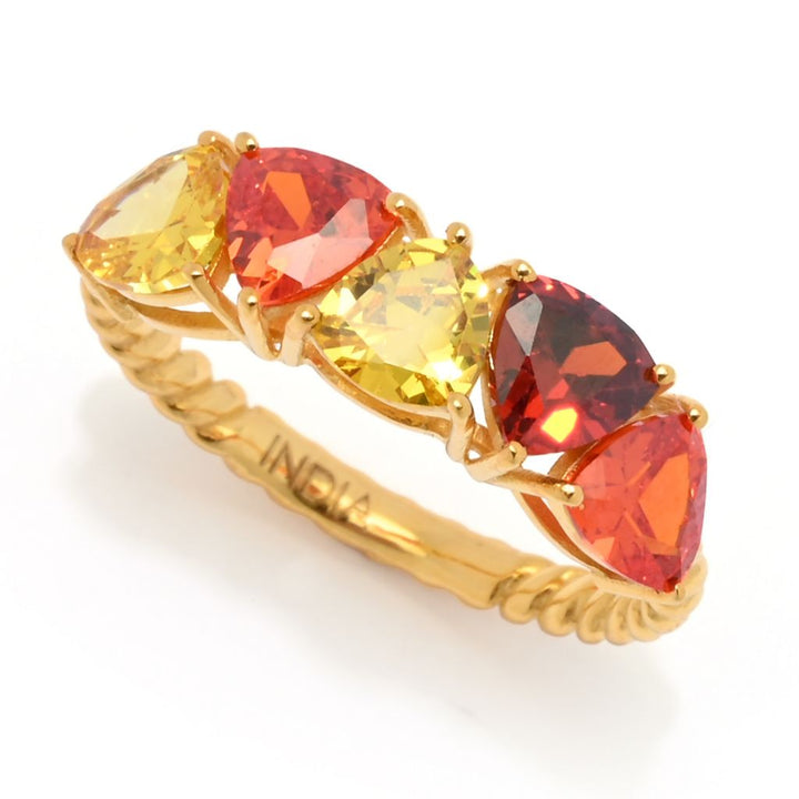 "Color Crush" Simulated Gemstone 5-Stone Twisted Stack Ring