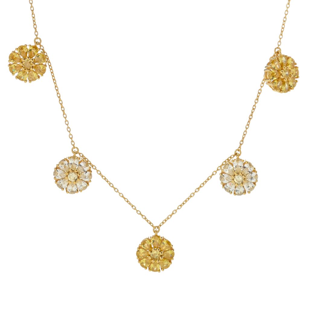 "Color Crush" Simulated Gemstone Pave Disc Charm Necklace