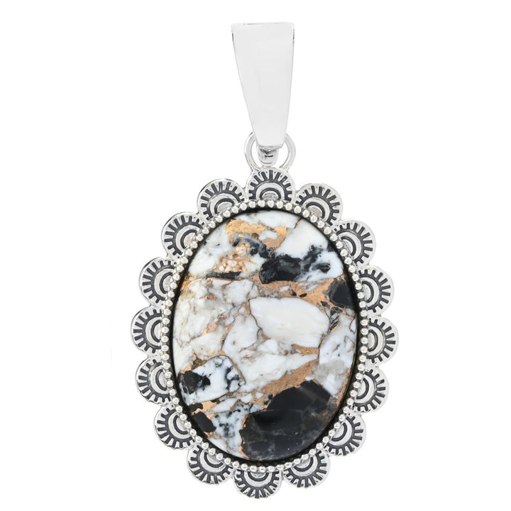 Southwest Elements Sterling Silver White Buffalo & Bronze Enhancer Pendant