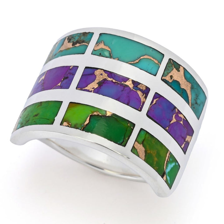 Southwest Elements Sterling Silver Colors of Mohave Turquoise Band Ring