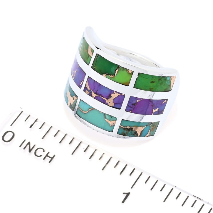 Southwest Elements Sterling Silver Colors of Mohave Turquoise Band Ring