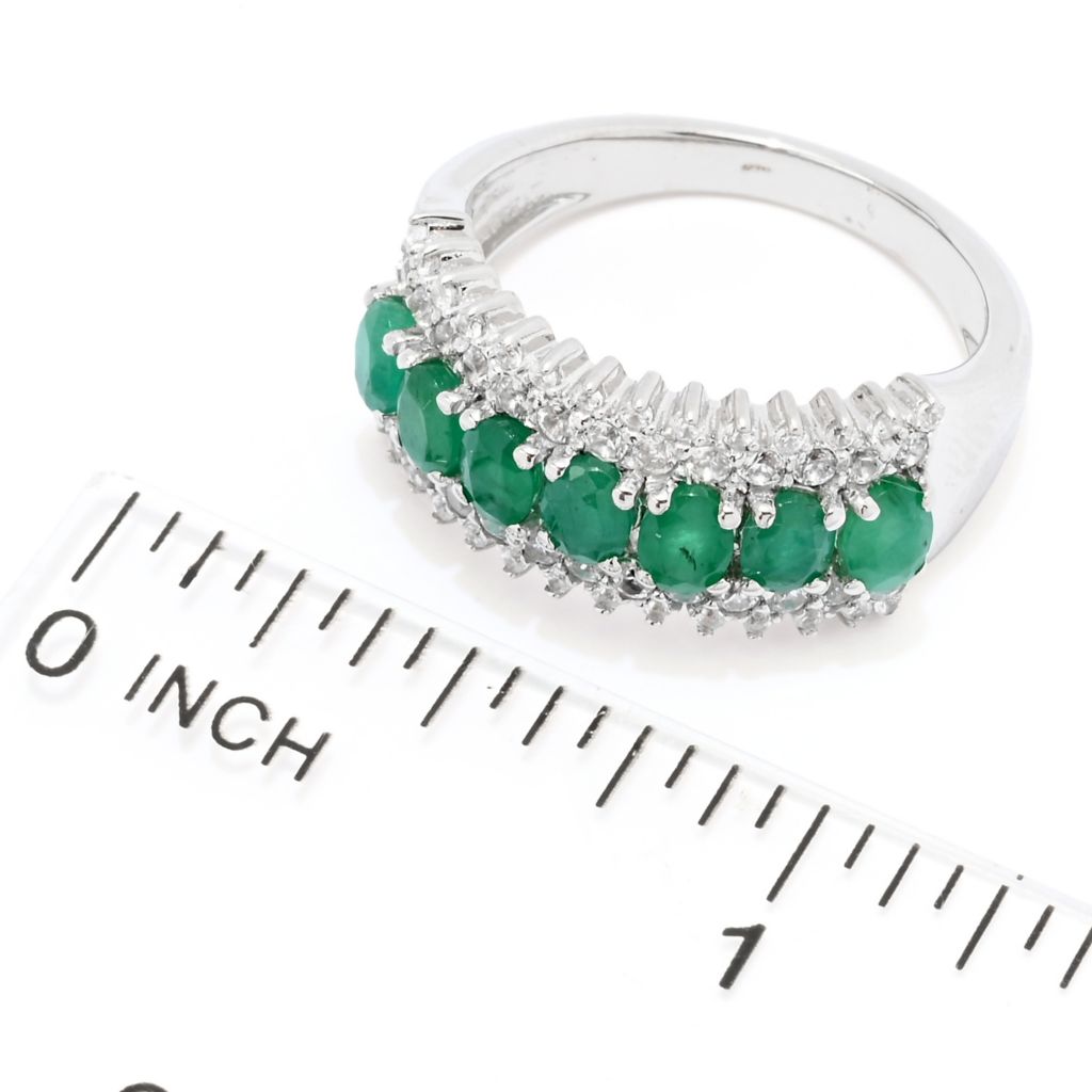 Cocci Collection Platinum Plated 1.65ctw Brazilian Sakota Emerald & Zircon Ring