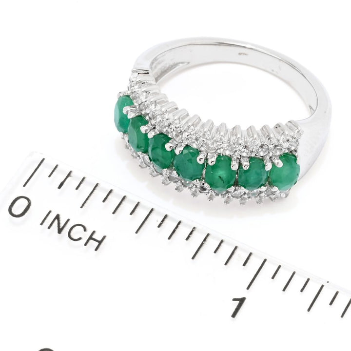 Cocci Collection Platinum Plated 1.65ctw Brazilian Sakota Emerald & Zircon Ring