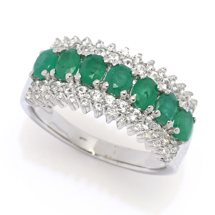 Cocci Collection Platinum Plated 1.65ctw Brazilian Sakota Emerald & Zircon Ring