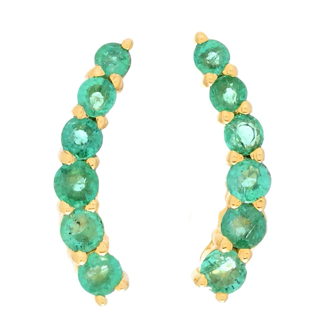 Cocci Collection 18K Gold Plated 0.72ctw Brazilian Sakota Emerald Ear Climbers