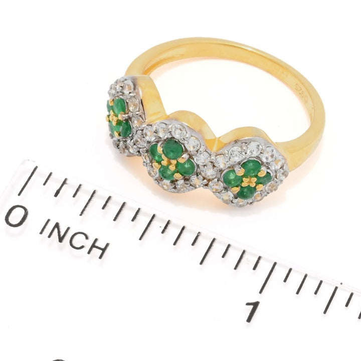 Cocci Collection 1.16ctw Brazilian Sakota Emerald & Zircon Cluster Ring