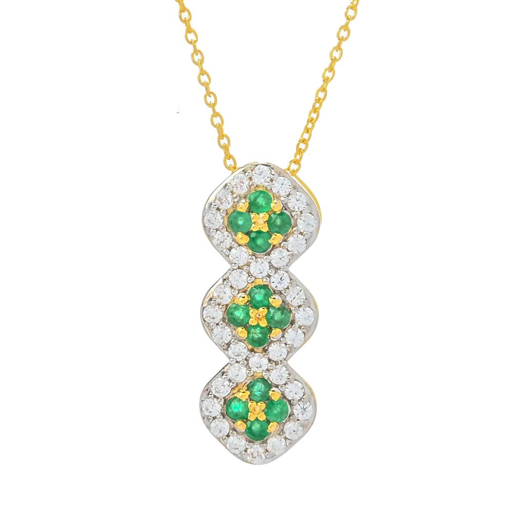 Cocci Collection 1.16ctw Brazilian Sakota Emerald & Zircon Pendant w/ Chain