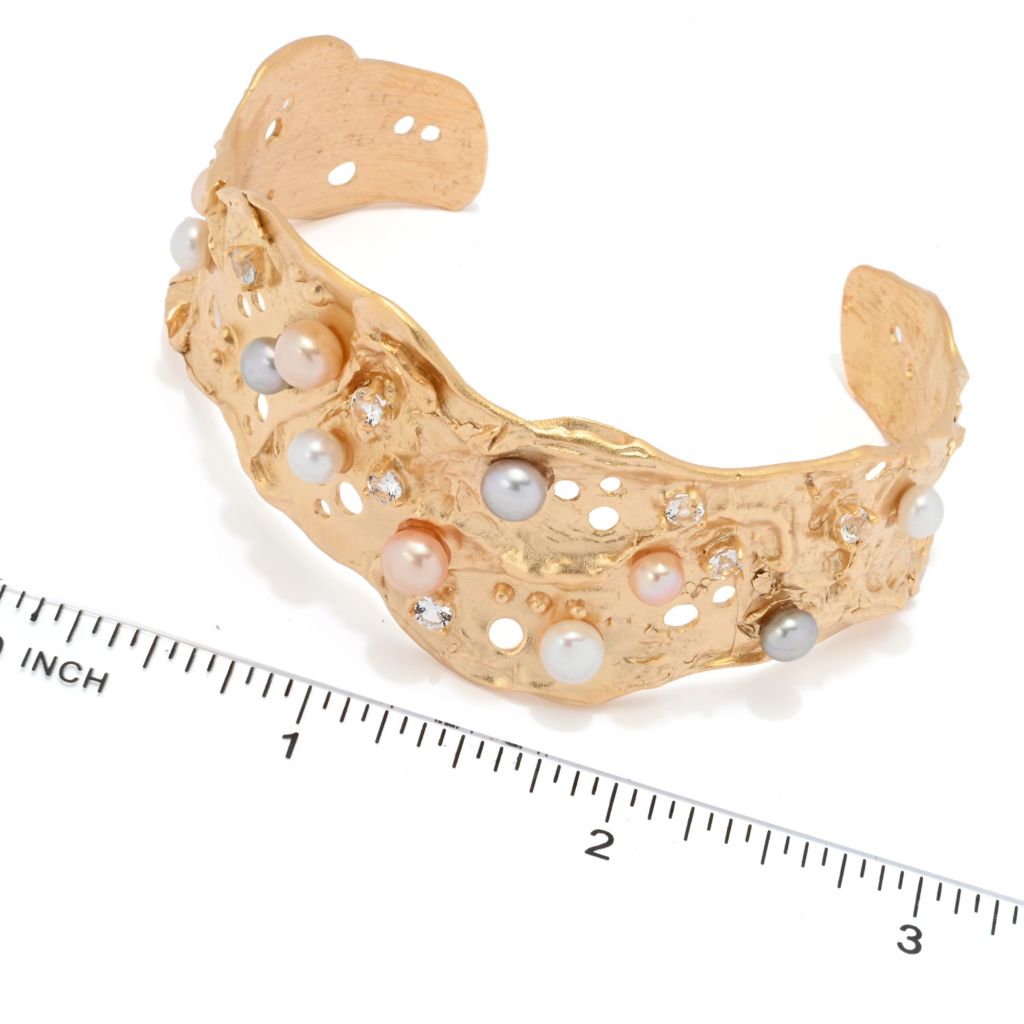 Toscana Italiana 18K Gold Plated "Galassia" Topaz & Cultured Pearl Bracelet