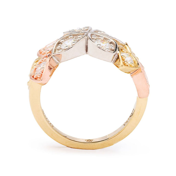 Brilliante Tri-Color 1.00 DEW Simulated Diamond Flower Ring